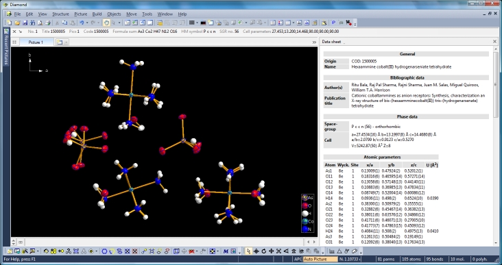 Screenshot of COD:1500005 started with command "Create molecules directly"