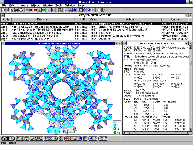 Screen shot of a pre-release version of Diamond 1 under MS Windows 3.1