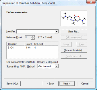 Step 2 of 8: Define molecules (optional)