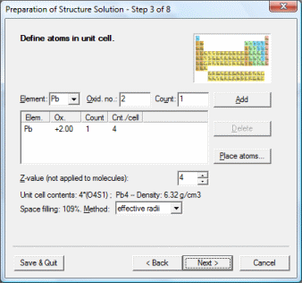 Step 3 of 8: Define atoms in unit cell