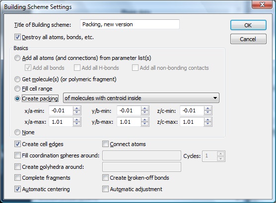 Screenshot of Building Scheme Settings dialog