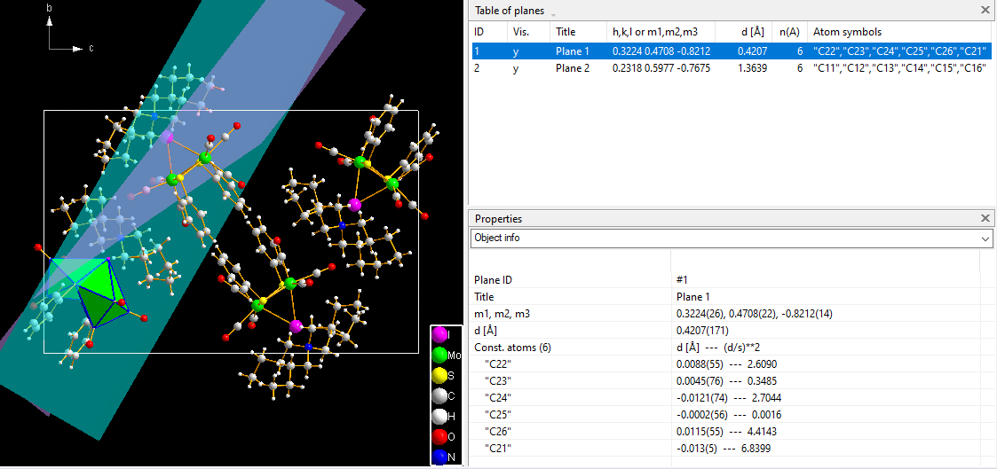 Diamond structure picture with two transparent planes