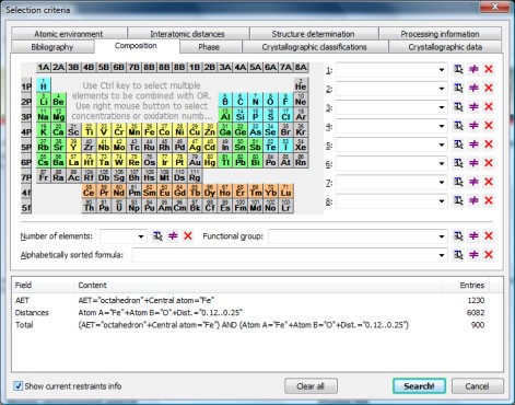 Elements yet available for distances selection criteria